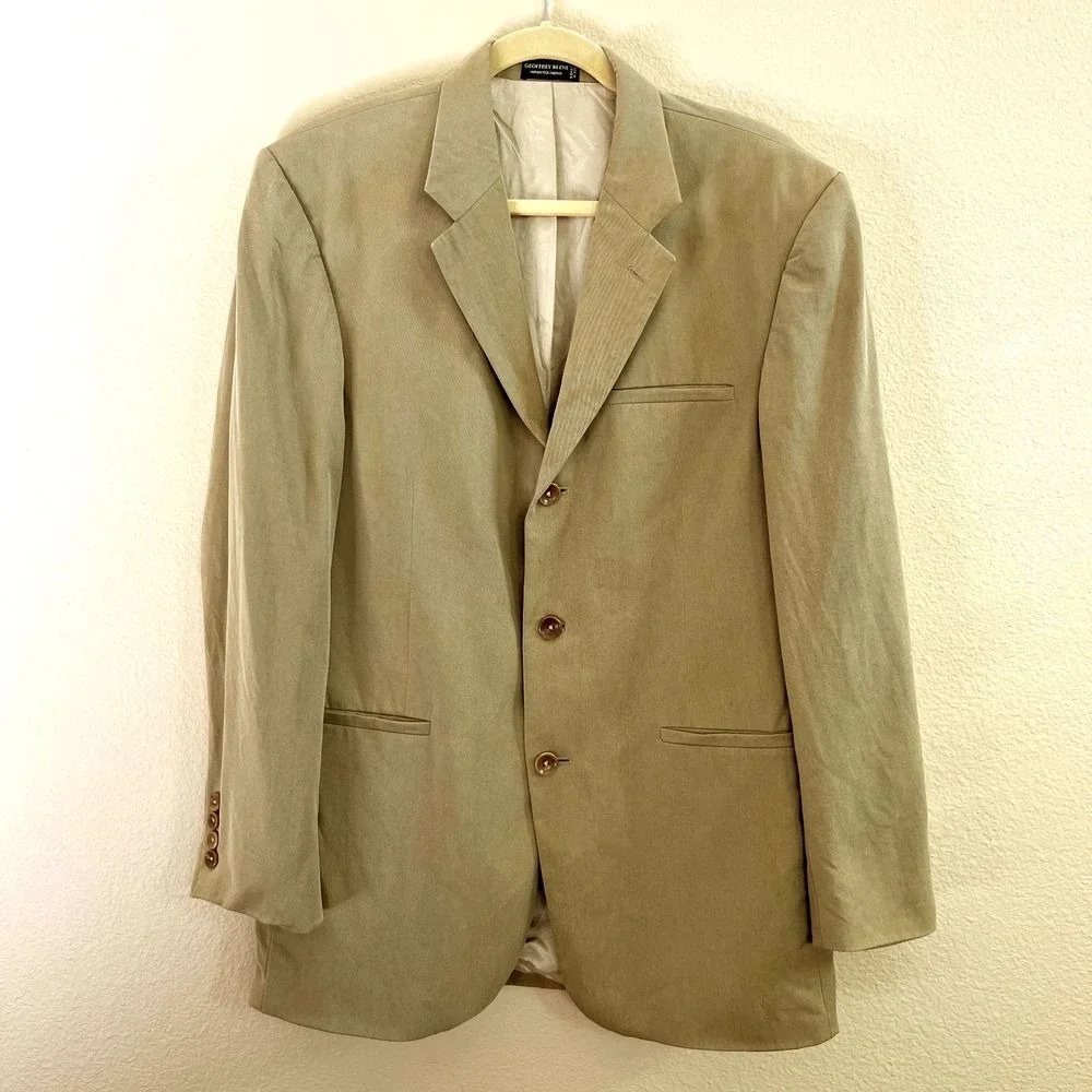 Geoffrey Beene Vintage Mens Tan Blazer Sports Jacket Geoffrey Beene Mens Tan 397